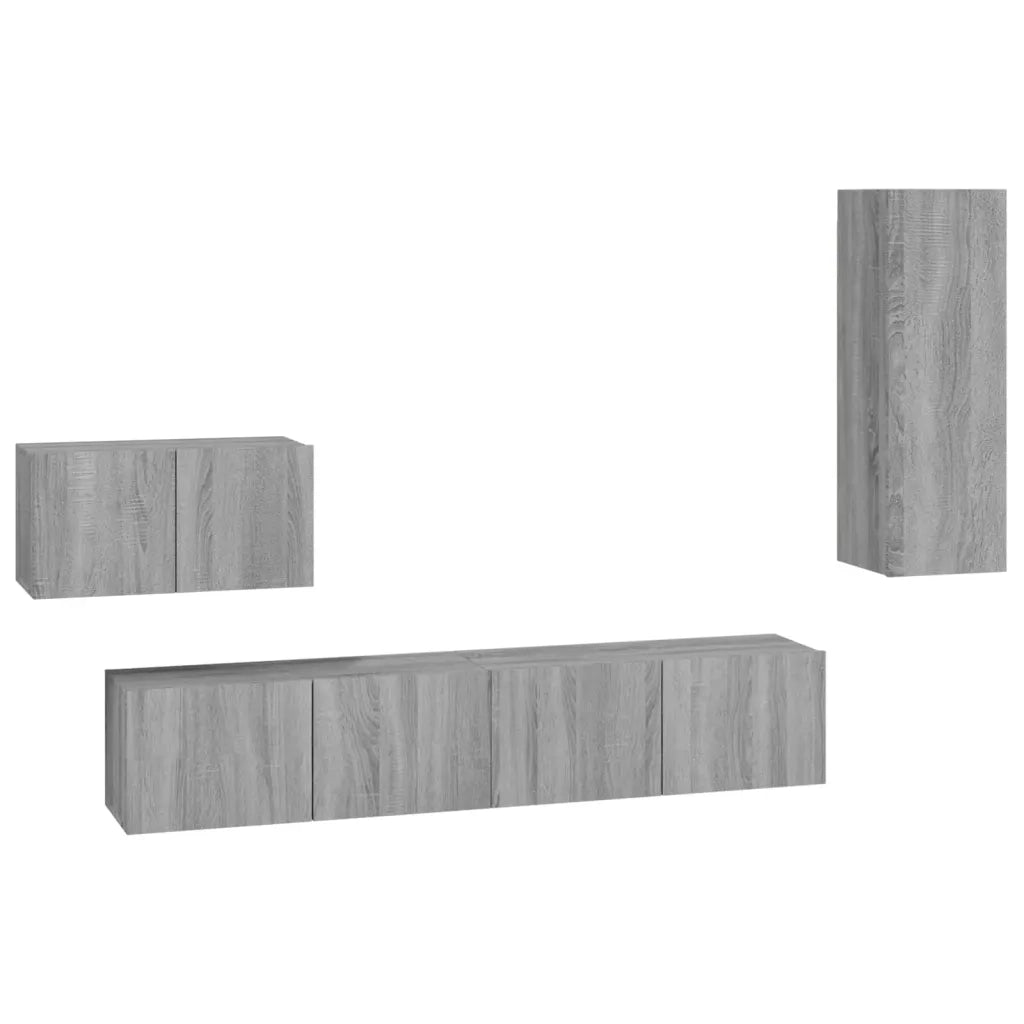 Set di Mobili Porta TV 4 pz | Armadietto TV | Mobile Porta TV Grigio Sonoma in Legno Multistrato