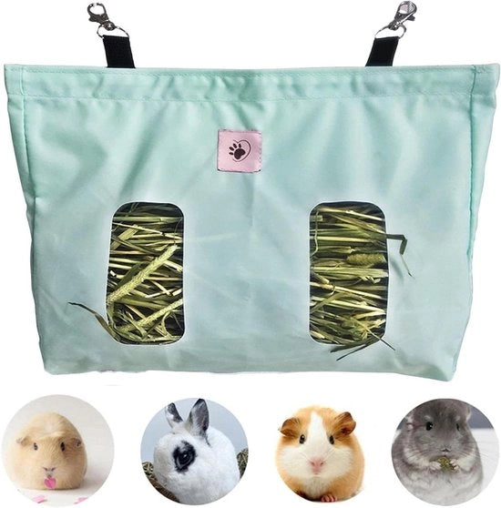 Borsa di Alimentazione per Conigli in Vaso Verde - Stazione di Alimentazione per Pappagalli - Animali da Compagnia di Hamster/Chinchilla (2 Aperture, Verde)