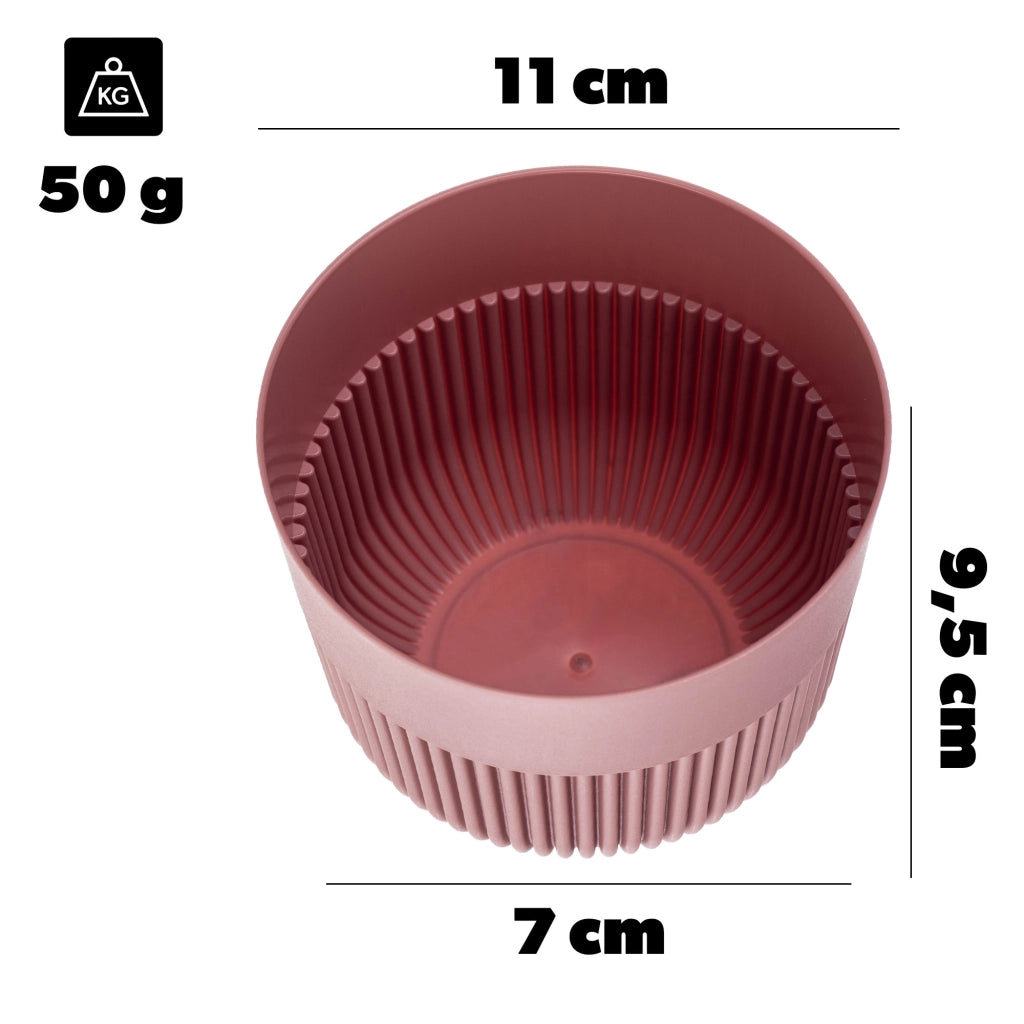 Vaso da fiori KADAX, Coprivaso, 11 cm, Plastica, Rotondo, A coste, Rosa