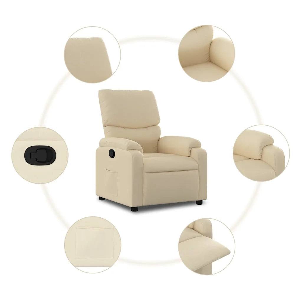 Divano Sedia-Poltrona reclinabile in tessuto color crema 718764