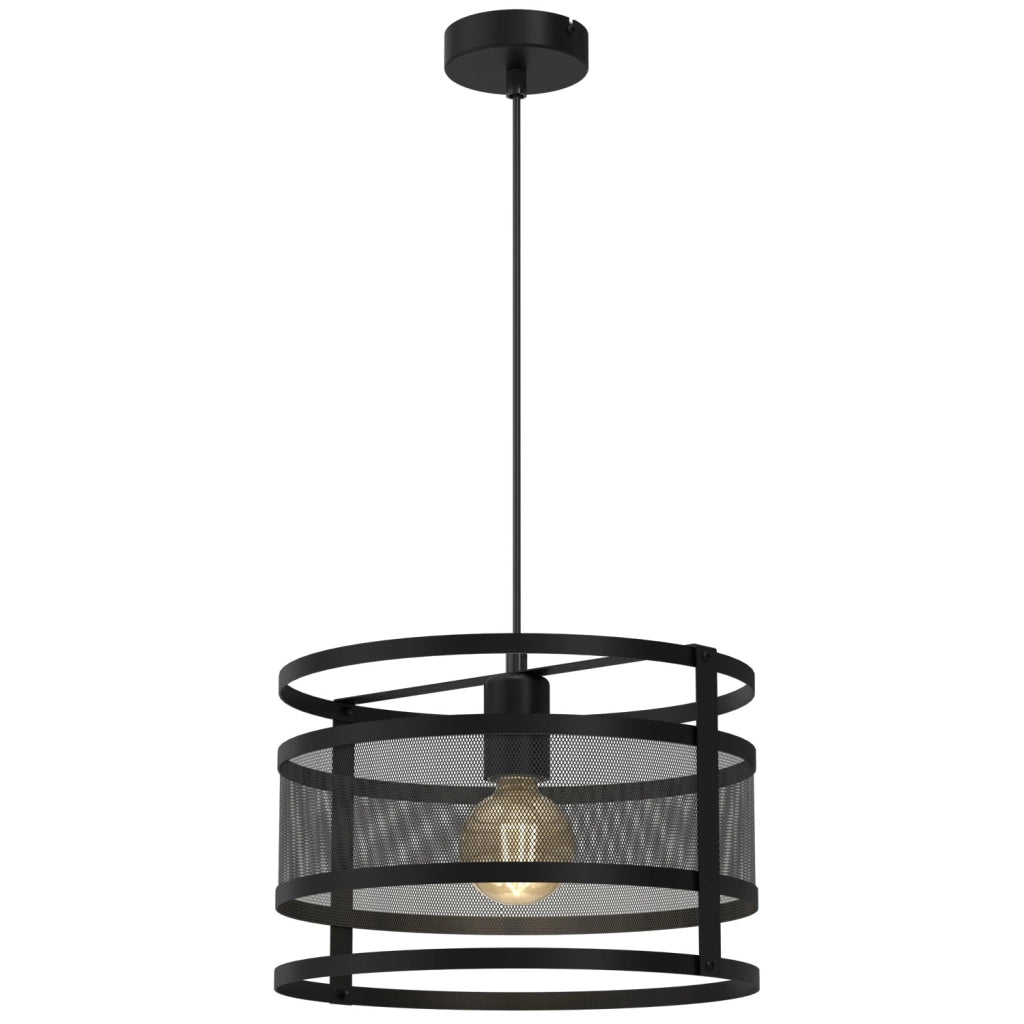 Lampada a sospensione Rim 1xE27 nera metallo Luminex