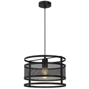 Lampada a sospensione Rim 1xE27 nera metallo Luminex
