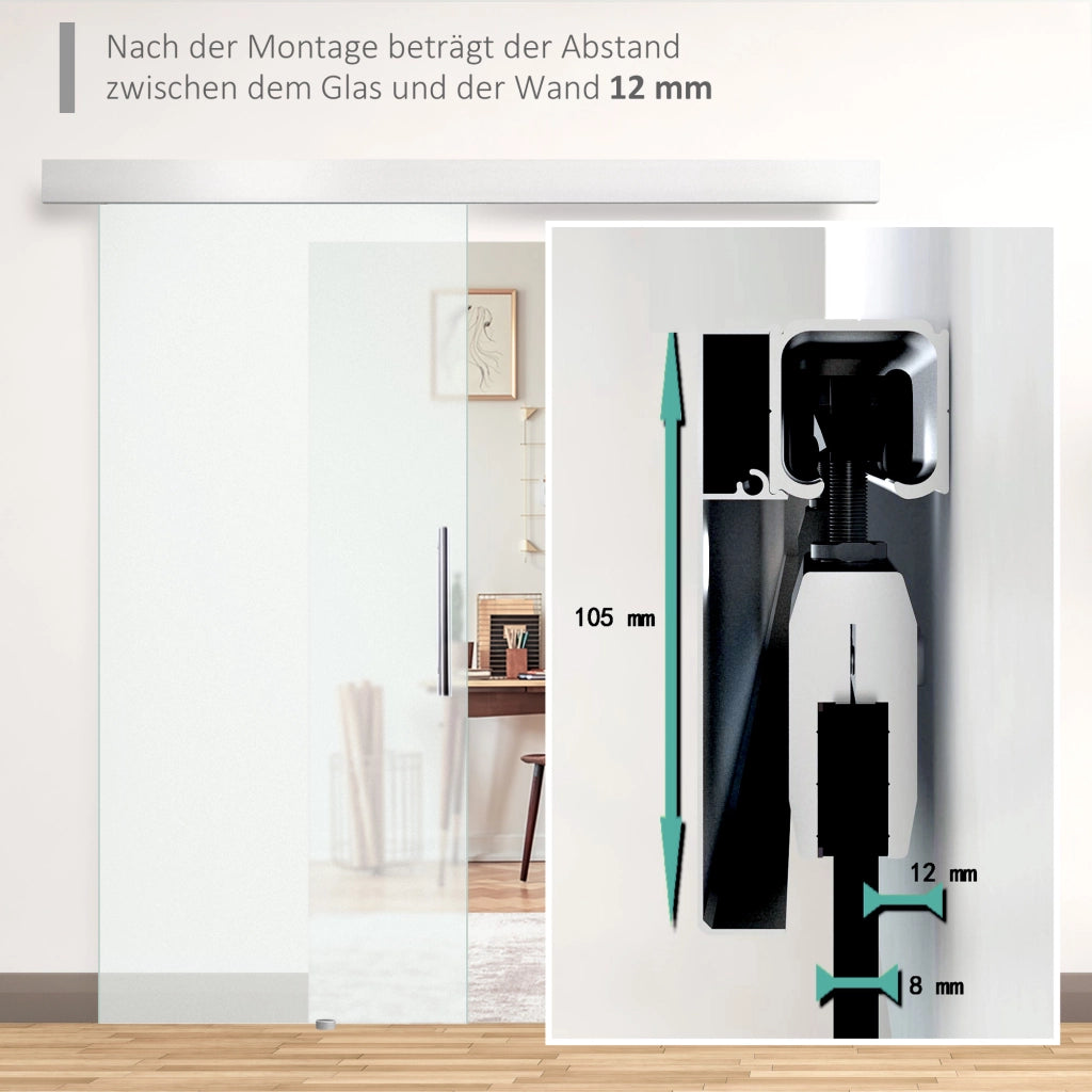 Porta Scorrevole in Vetro Satinato ¨C Xylo ¨C 102,5x205 cm con Maniglia
