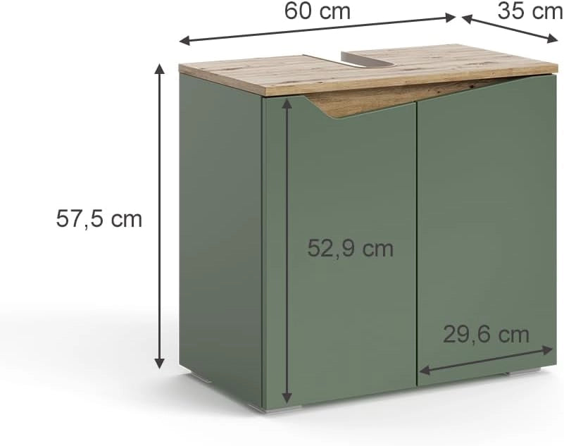 "Marelle, Verde/antracite, 60 x 57.5 cm con 2 porte