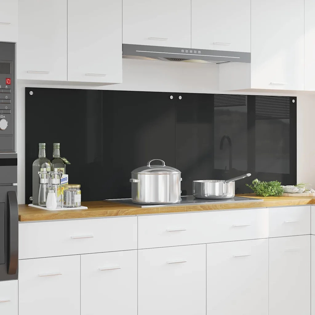 Schienale da cucina 2 pcs Nero 90 x 60 cm vetro temperato 3415550