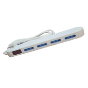 Multipresa Slim Ciabatta Elettrica Salvaspazio 4 Posti Spina Laterali 10A/16A con Interruttore e Spina Angolare Cavo 1.5 metri Bianco