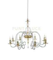 LAMPADARIO VIVALDI 8 LUCI TRASPARENTE ORO ATTACCO E14 D.88CM