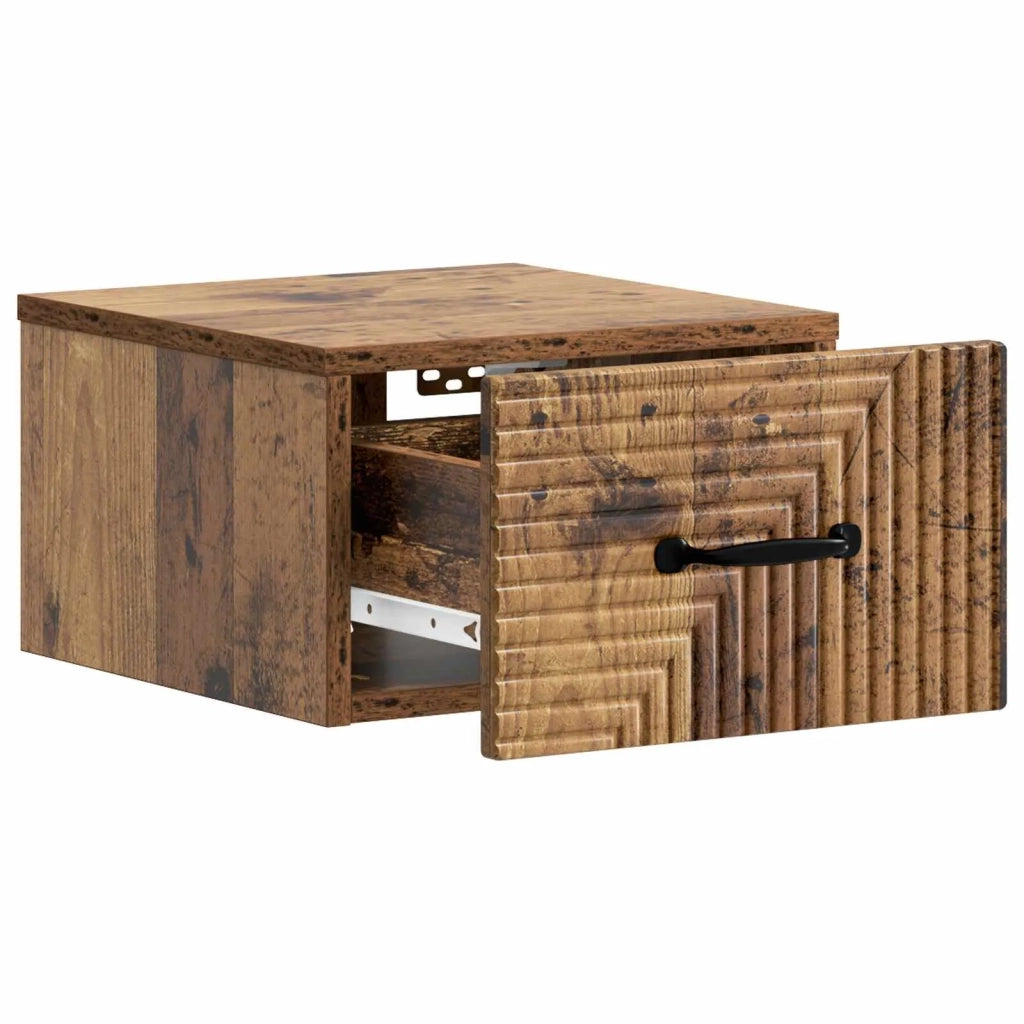 Mobiletto da notte a muro 2 pcs Legno antico 34,5 x 33 x 20 cm 898612