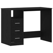 Scrivania | Tavolo da Ufficio Cassetti Rovere Nero 102x50x76 cm Legno Multistrato