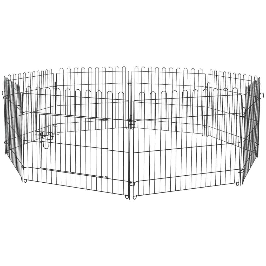 Recinto per animali domestici ¨C zephmum ¨C nero, 8 pannelli 71x61 cm, diametro 180 cm