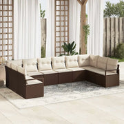 Set Divano da Giardino 10 pcs Marrone e bianco polyrattan 3355227