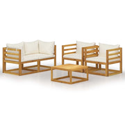 Set di mobili da giardino mobili da esterno 5 pezzi con cuscini color crema legno massello di acacia 02_0016295