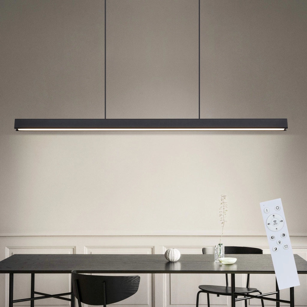 Lampada a sospensione ZMH sala da pranzo 148 CM lampada a sospensione lineare nera 37W dimmerabile cucina