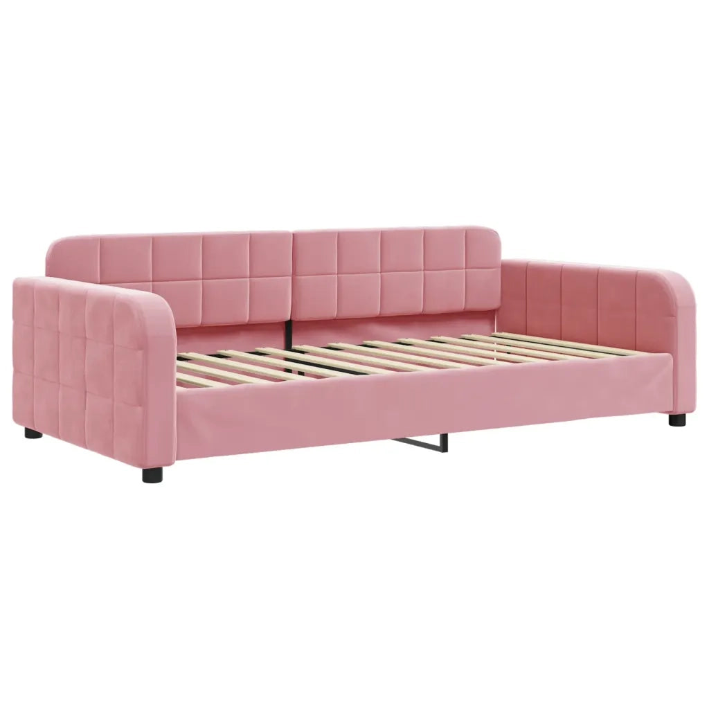 Divano Letto Estraibile con Cassetti Rosa 100x200 cm Velluto 3197011