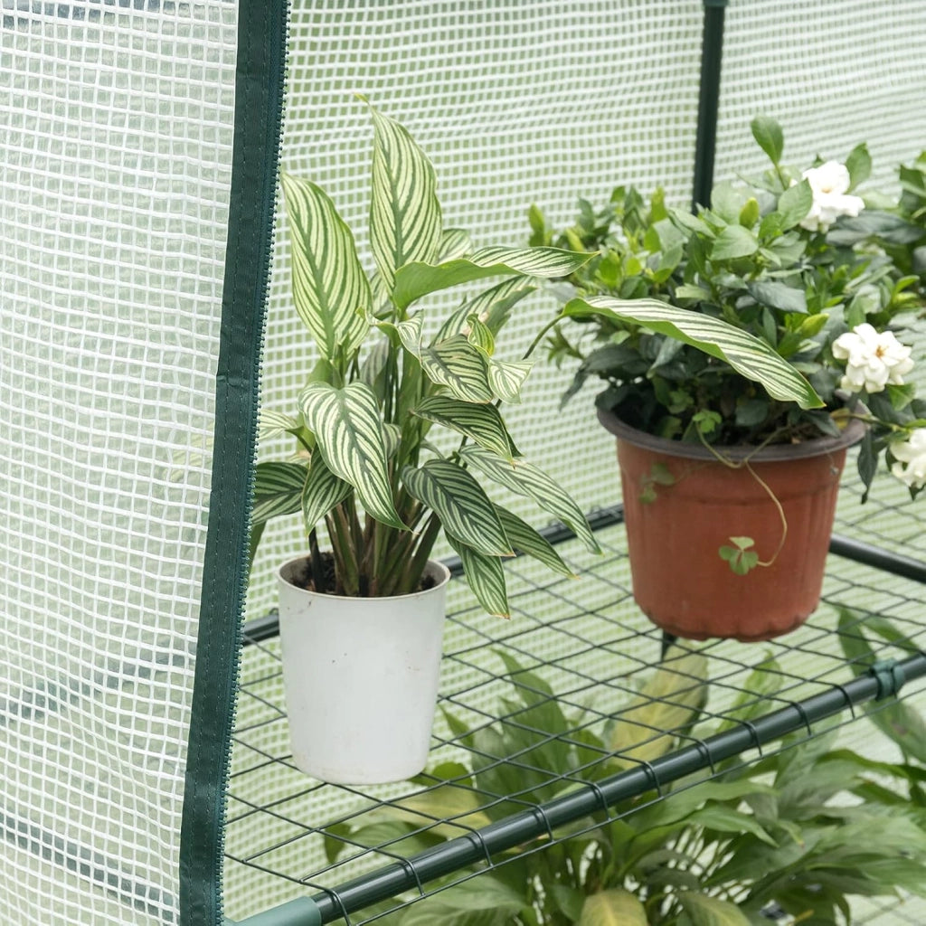 Serra da Giardino con Telo in PE Vivaio per Piante Fiori da Balcone e Terrazzo Bianco