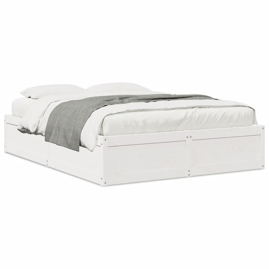 Letto senza Materasso Bianco 140x190 cm Legno Massello di Pino 3282382