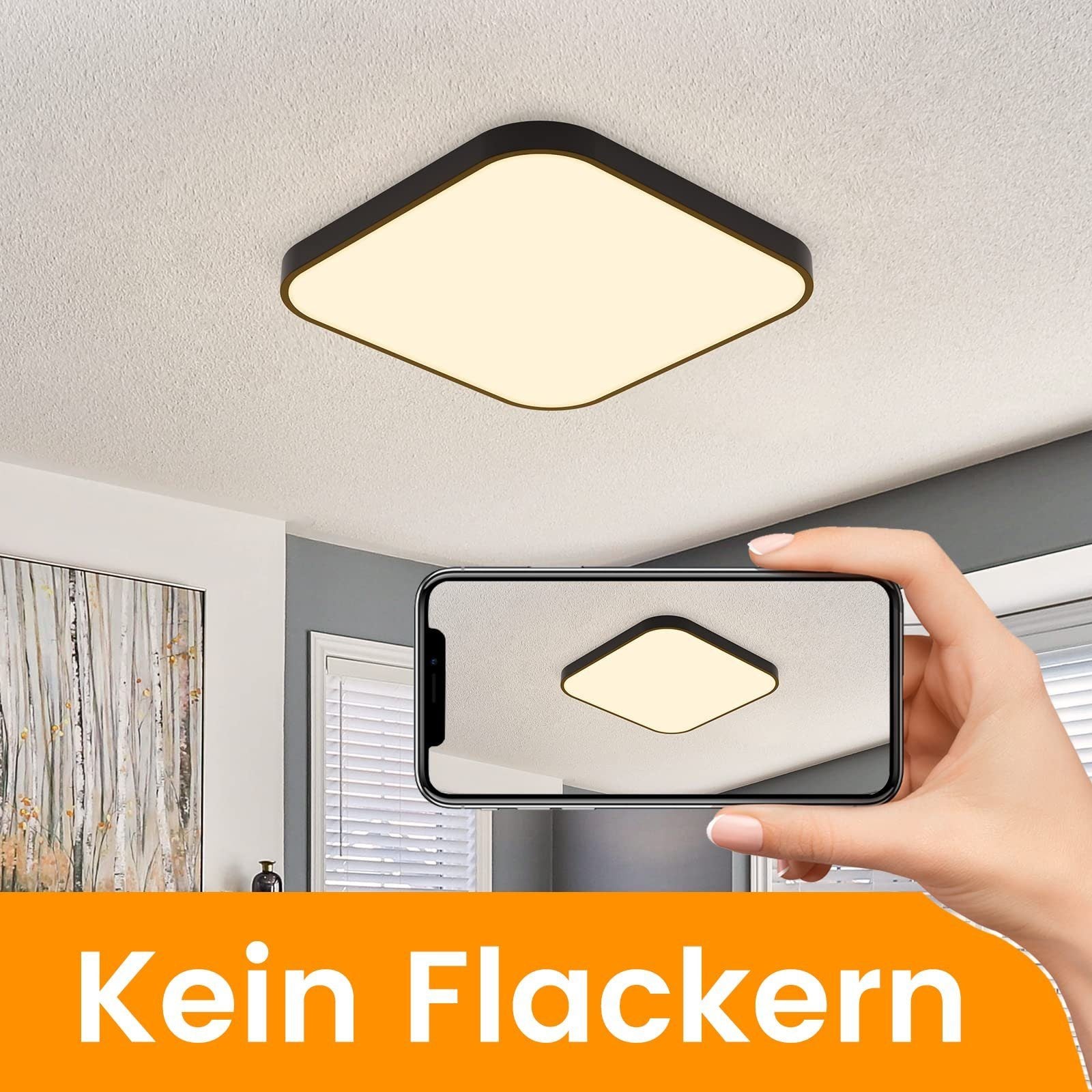 ZMH Lampada da soffitto plafoniera LED quadrata piatta 27cm 19W per camera letto corridoio