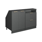 Mobile cucina sottotetto R-Line Antracite-oro/Antracite 120 cm Set di 2 carcasse armadio profondità 60 cm Vicco