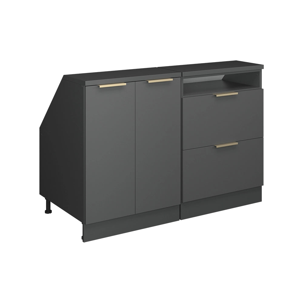 Mobile cucina sottotetto R-Line Antracite-oro/Antracite 120 cm Set di 2 carcasse armadio profondità 60 cm Vicco