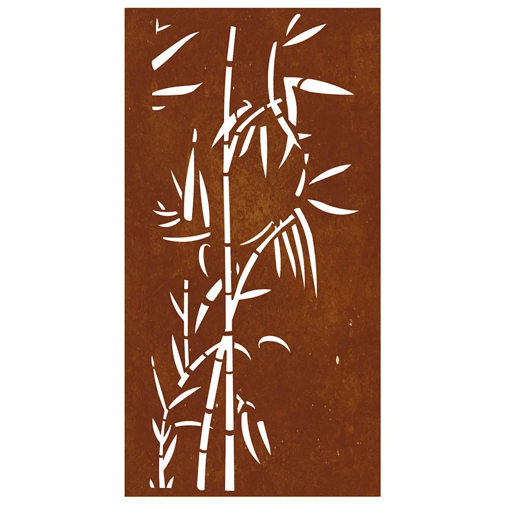 Decorazione Muro da Giardino 105x55 cm Bambù in Acciaio Corten 824506