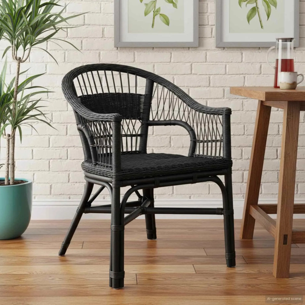 Sedia Impilabile Nero 60 x 60 x 81 cm Rattan