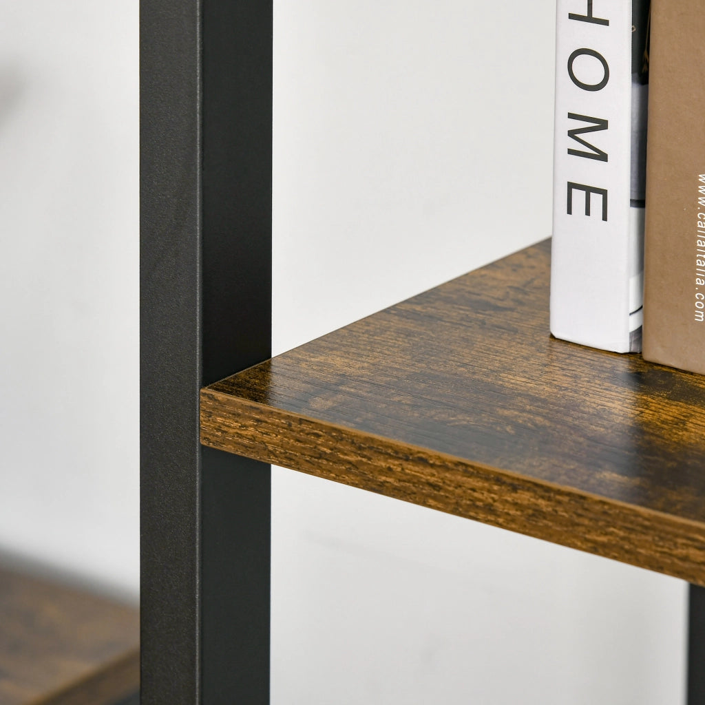 Libreria Stile Industriale a 5 Scaffali in Legno e Acciaio, 40x30x154cm, Marrone Rustico