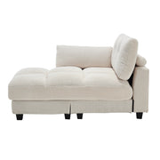 Poltrona relax 140x112x81 cm in tessuto beige con portabicchieri e tasca laterale