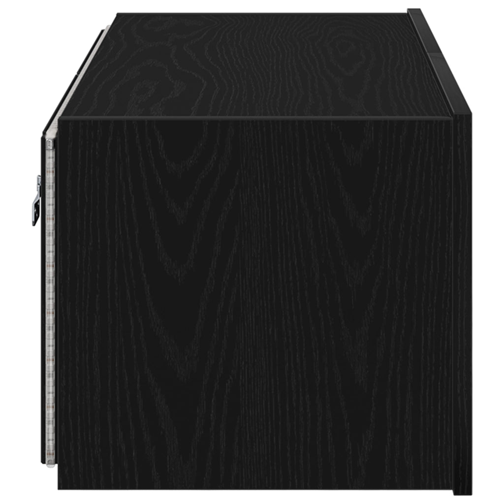Mobile TV  con luci LED Rovere Nero 80x35x31 cm