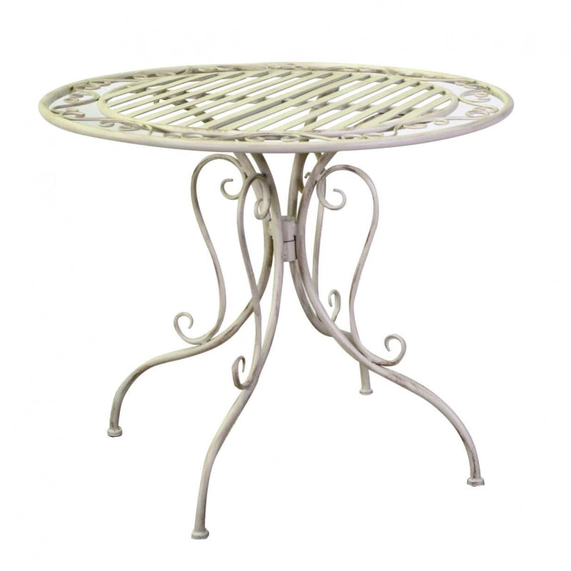 Tavolo metallo ragusa avorio tondo cm ø90h75