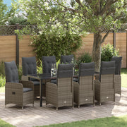Set da Pranzo da Giardino 9 Pezzi con Cuscini Grigio Rattan PE