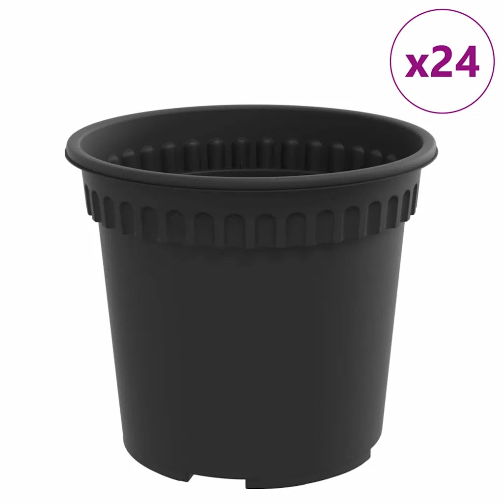 Vaso Rotondo per Fiori 24 pcs Nero Ø 15 x 12 cm Plastica