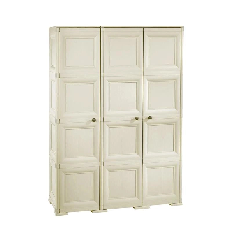 ARMADIO 3 ANTE ANGORA 118X43X164 CM CON PUNTALI E VANO PORTASCOPE – MOBILE ALTO ORGANIZZAZIONE CASA PER INGRESSO E BALCONE
