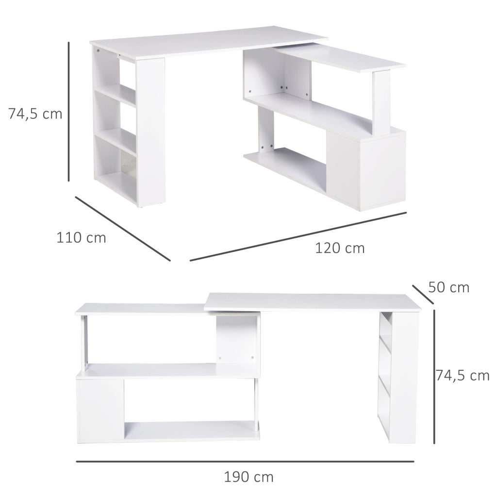 Scrivania Angolare Girevole ¨C zephmum ¨C Bianco 120x110 cm