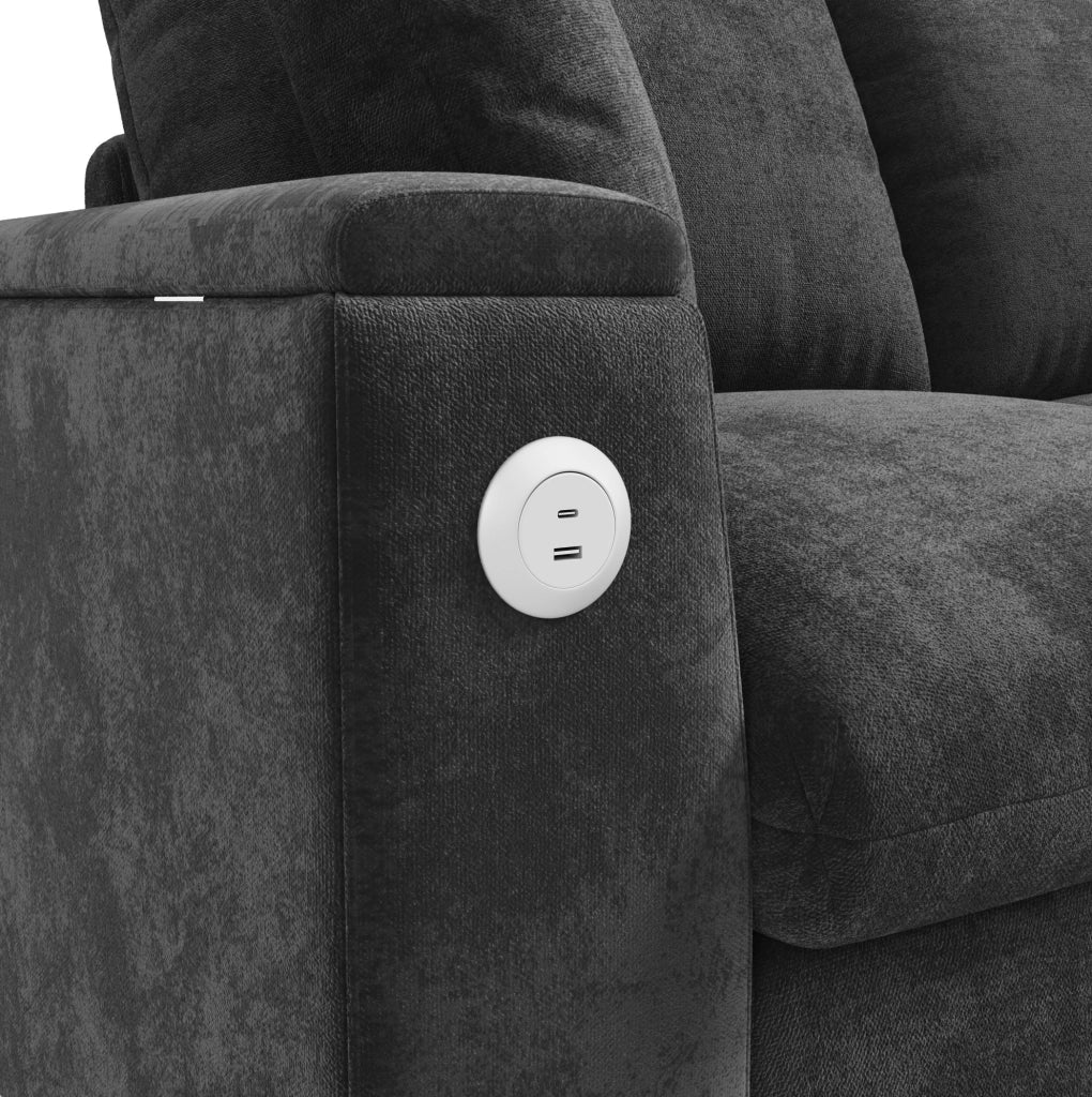 Divano a U ULEVR 279x135x84 cm in ciniglia grigia con 2 chaise longue contenitore, USB e Type-C