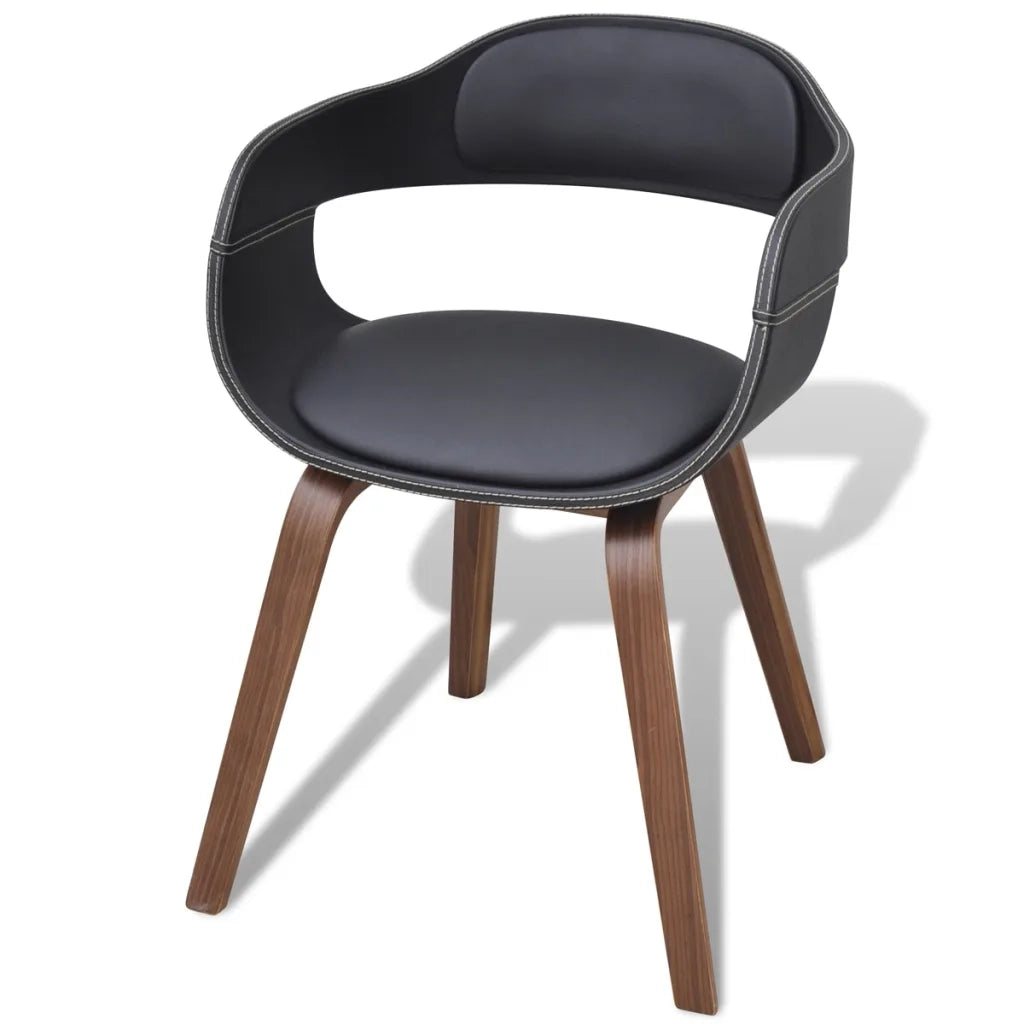 Sedie da Pranzo 2 pz Nere in Legno Curvato e Similpelle 271944