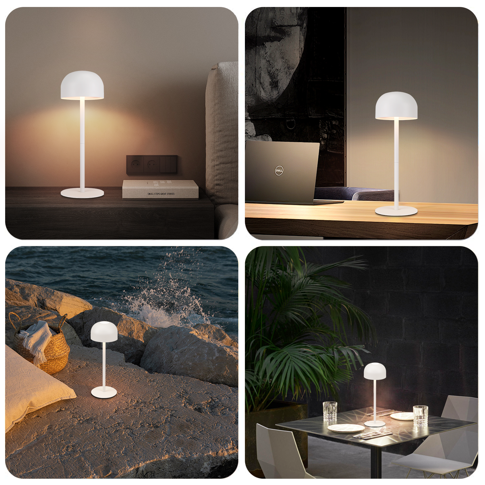 ZMH Lampada da tavolo LED set 2 pezzi wireless dimmerabile 3 temperature per camera letto soggiorno