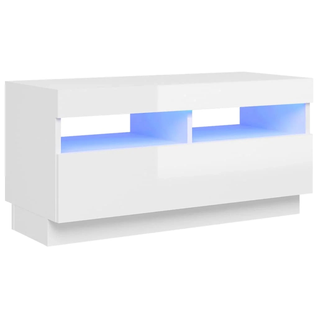 Mobile TV multimediale mensola TV credenza mobile TV per sala da pranzo soggiorno camera da letto con luci LED finitura lucida 80 x 35 x 40 cm bianco 02_0026659
