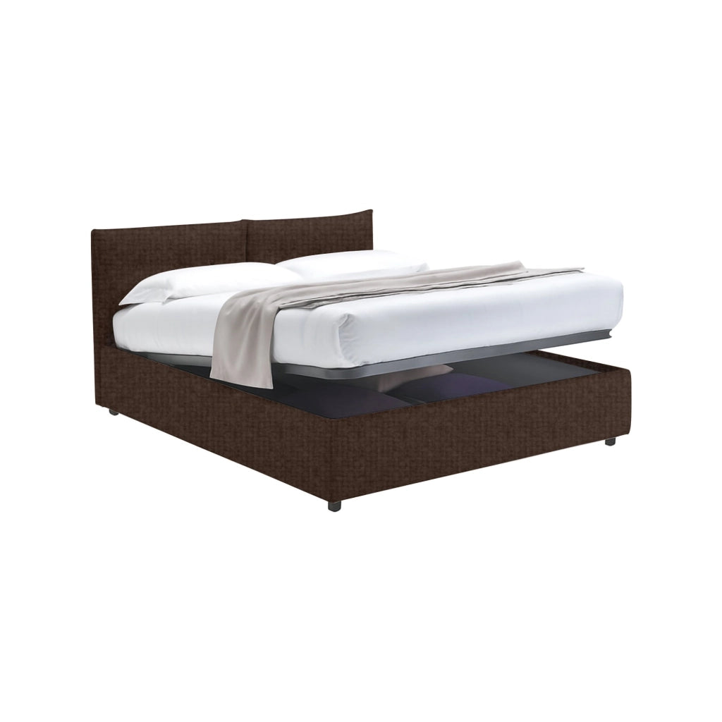 York, Letto Piazza e Mezza Sfoderabile Made in Italy, Marrone