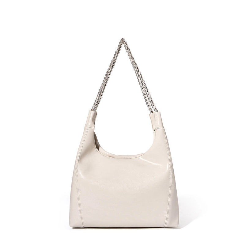 Borsa a tracolla da donna in vera pelle, graziosa e carina, colore bianco.