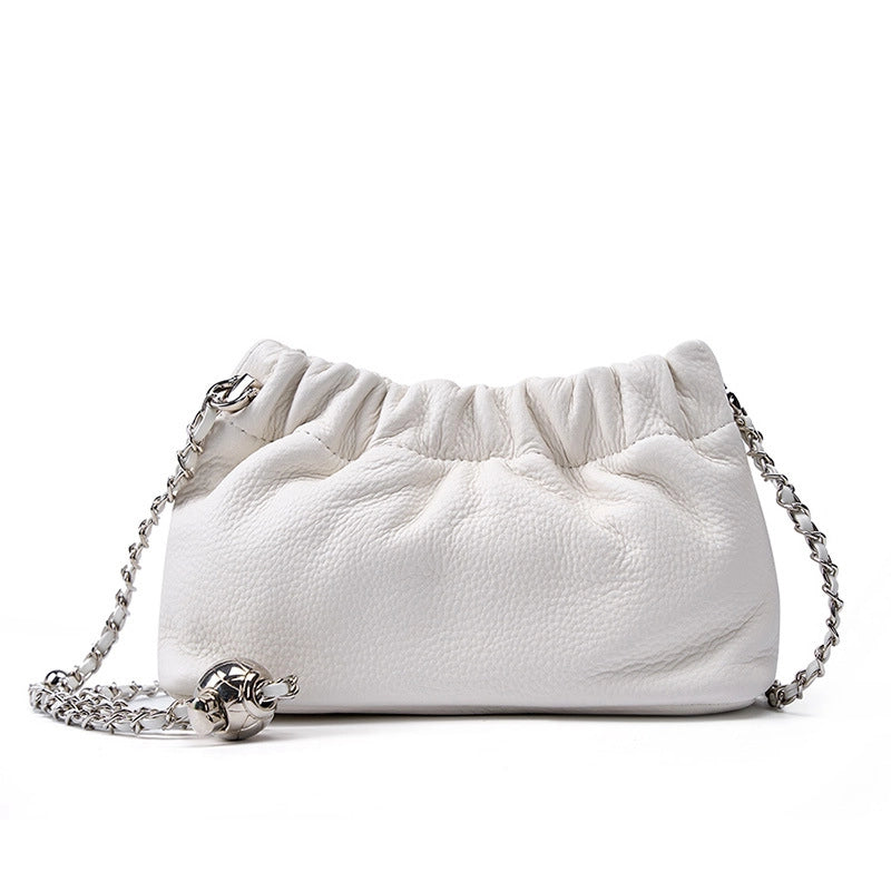 Borsa a tracolla da donna in vera pelle bianca