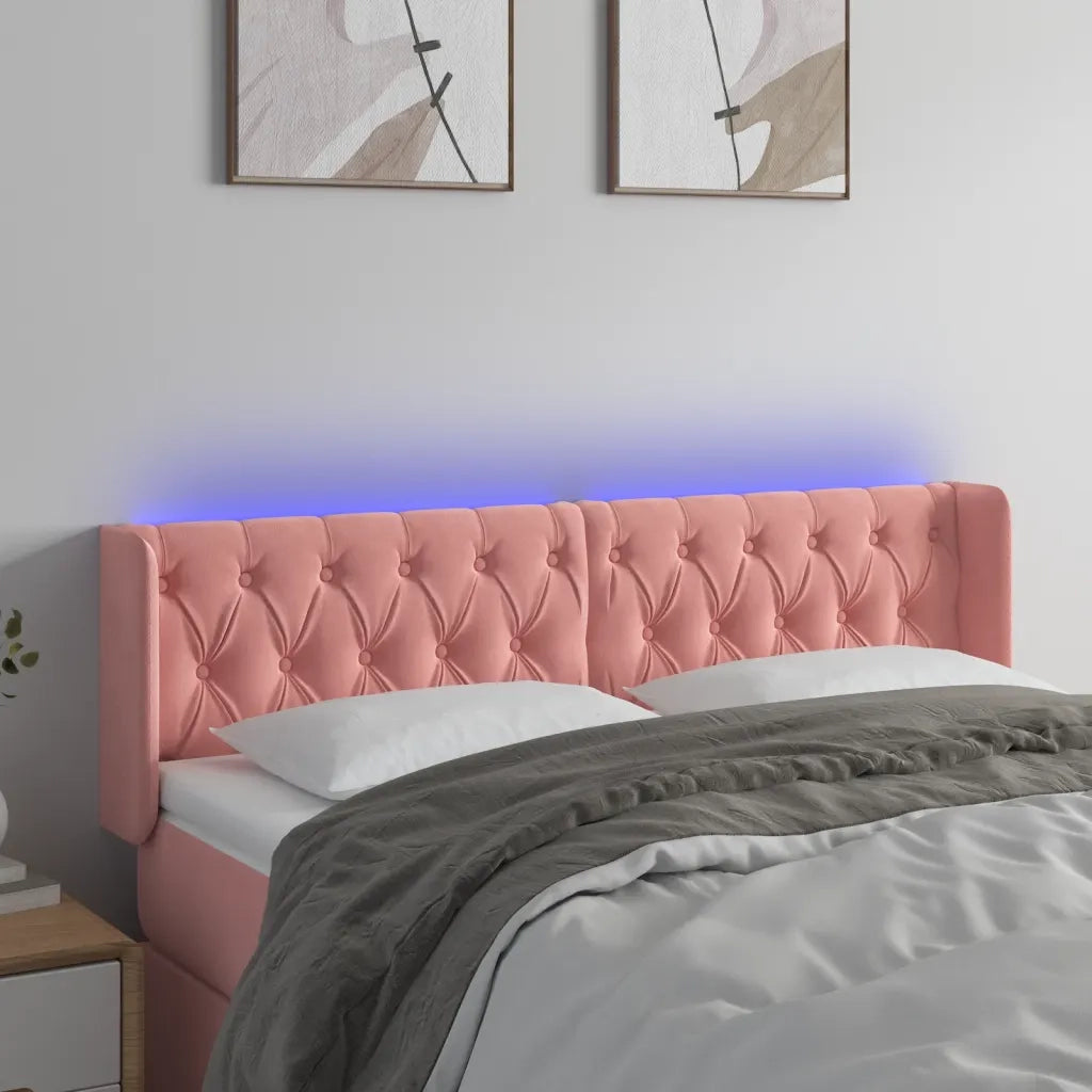 Testiera | Testata a LED Rosa 147x16x78/88 cm in Velluto