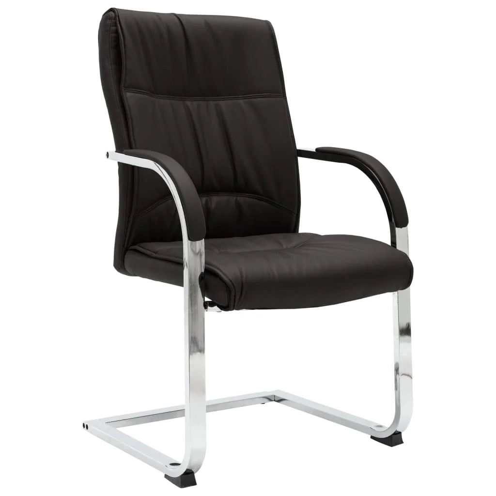 Sedia da ufficio/sedia da studio/sedia per computer a sbalzo in similpelle nera 02_0023996