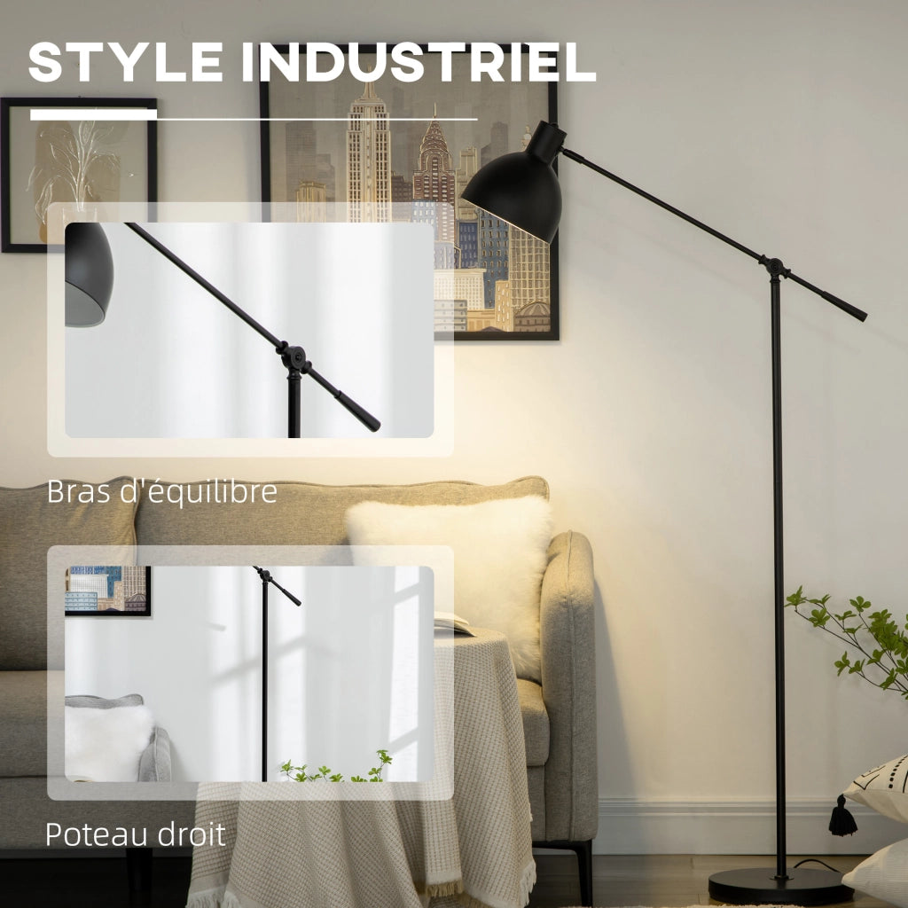 Lampada da terra a treppiede regolabile ¨C zephmum ¨C 40 W E27 nero