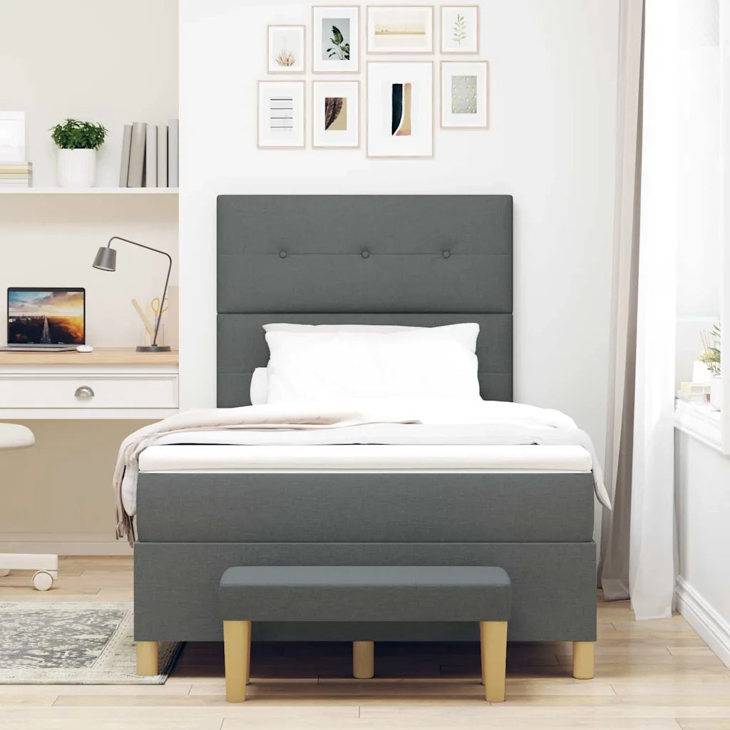 Letto a molle con materasso Grigio scuro 120 x 190 cm Tessuto 3344283