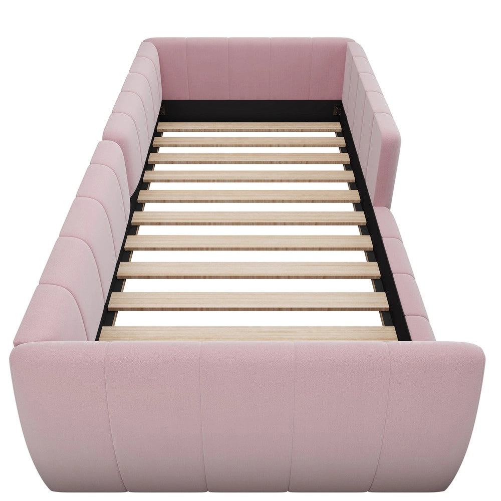 Letto Imbottito Singolo con Sponda ¨C Xylo ¨C Rosa 90x200