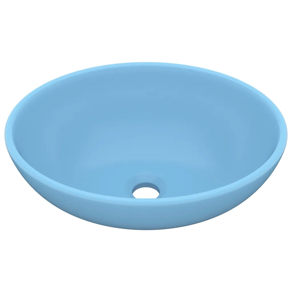 Lavandino-Lavello Lusso Ovale Azzurro Opaco 40x33 cm in Ceramica