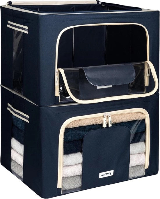 Cassa di Stoccaggio di Abbigliamento Ripiegabile - Borsa di Stoccaggio Stabile per Abbigliamento - 1 pezzo - Grigio - Struttura in Metallo