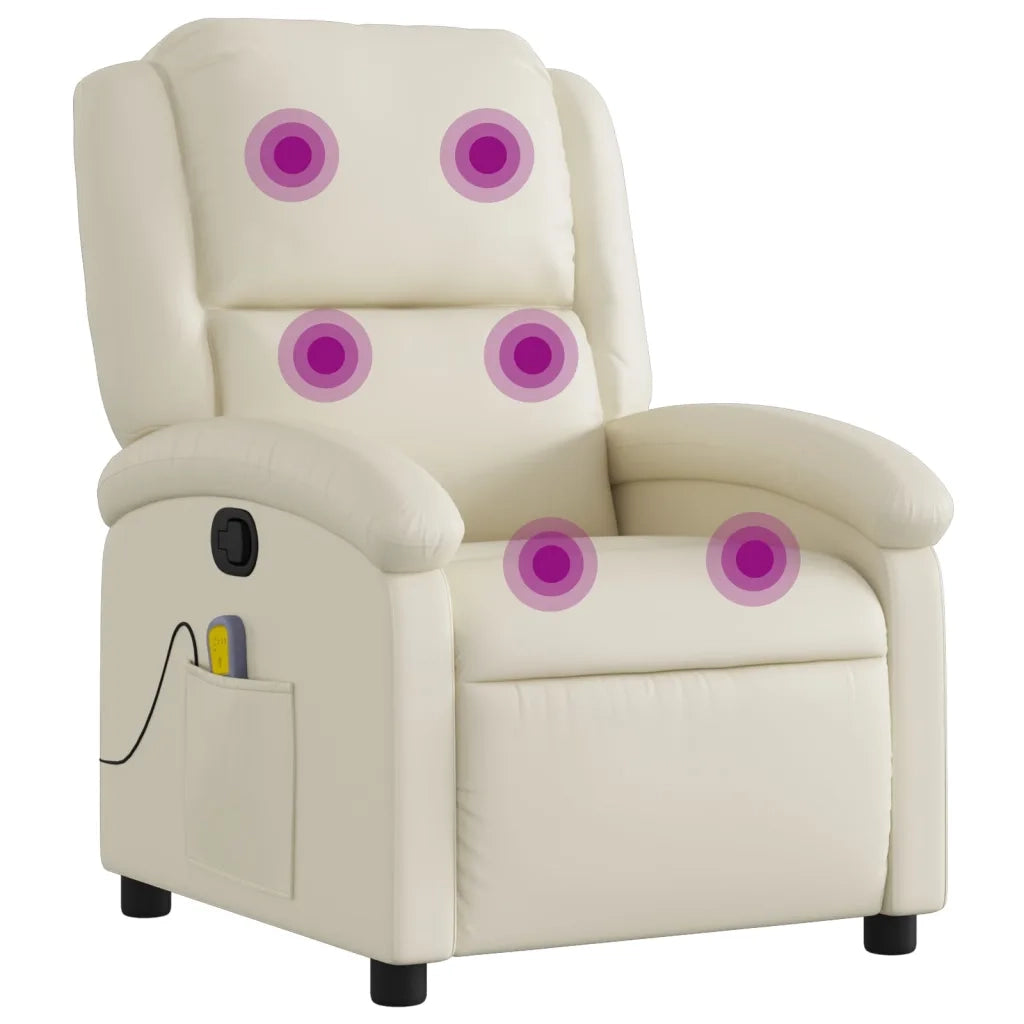 Divano Sedia-Poltrona reclinabile massaggiante in Similpelle Crema 804364