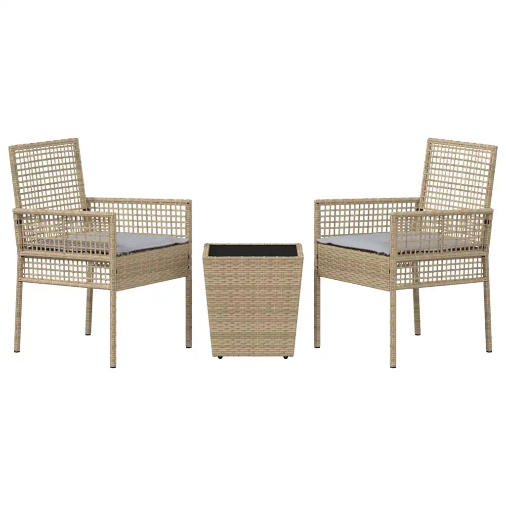 Set Bistro da Giardino 3 pcs Beige polyrattan 3334958
