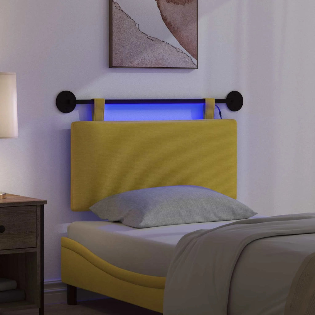 Testiera sospesa Con luce LED Giallo Chiaro Tessuto in Cords